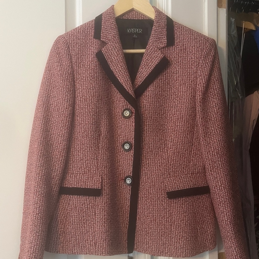 Kasper Women's Textured Blazer with Black Trim